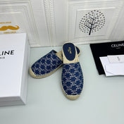 NEW FLAT FISHERMAN SANDALS NAVY BLUE COTTON CANVAS