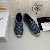 NEW FLAT FISHERMAN SHOES NAVY BLUE COTTON CANVAS