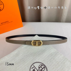 HM MAILLON H BELT BUCKLE & REVERSIBLE COFFEE BROWN LEATHER STRAP 13 MM GOLD HARDWARE