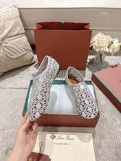 FLAT SHOES 25 IN PAPER WHITE MESH FABRIC