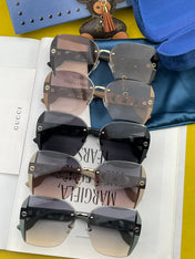 EMBOSSED LOGO SQUARE FRAME SUNGLASSES G0296 IN ACETATE AND METAL