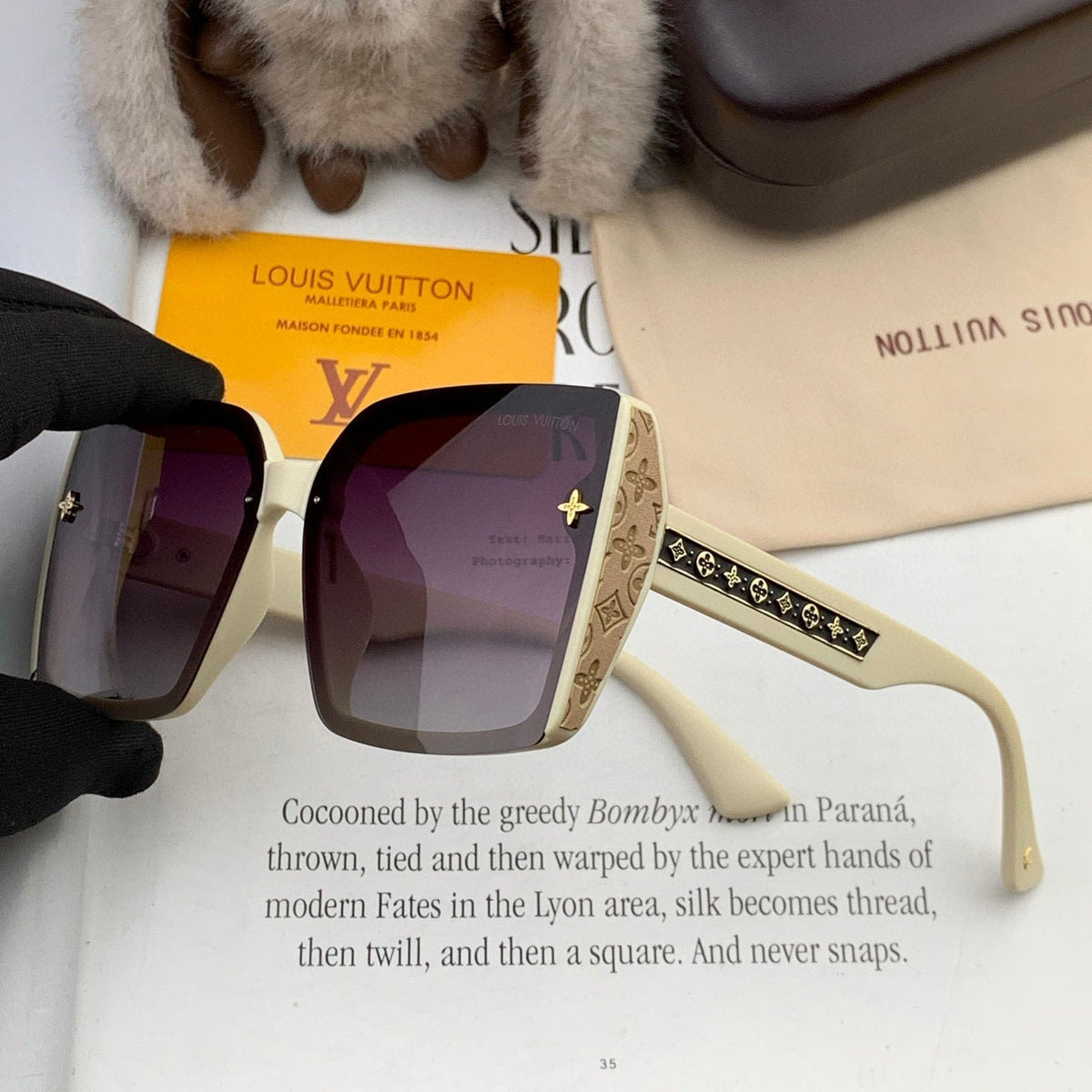 SQUARE SUNGLASSES L5972 IN BEIGE ACETATE