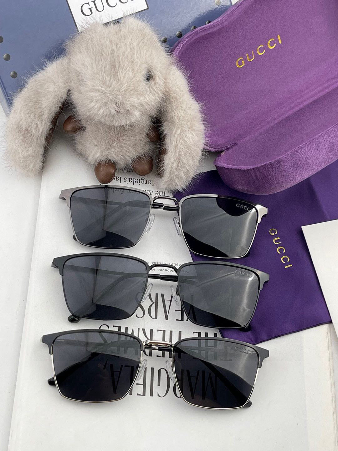 RECTANGULAR FRAME SUNGLASSES G3370 IN ACETATE AND METAL