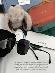 LOW NOSEBRIDGE FIT RECTANGULAR SUNGLASSES G0203 IN METAL