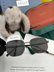 LOW NOSEBRIDGE FIT RECTANGULAR SUNGLASSES G0203 IN METAL