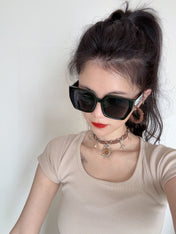 SQUARE SUNGLASS L6133 IN ACETATE FRAME EMBOSSED LOGO