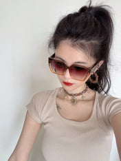 SQUARE SUNGLASS L6133 IN ACETATE FRAME EMBOSSED LOGO