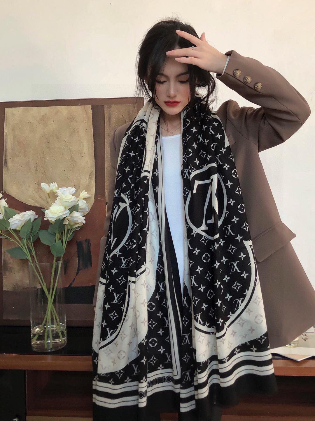 LV SCARF 200 CM IN CASHMERE 732078