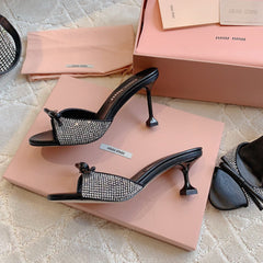 Black High - Heels Diamond Sheepskin