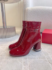 VIV' PODIUM BOOTIES IN RED GLOSSY LAMBSKIN