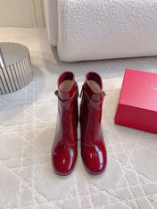 VIV' PODIUM BOOTIES IN RED GLOSSY LAMBSKIN
