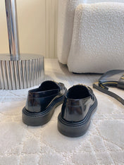 CELINE 25S ARC DE TRIOMPHE LOAFERS IN BLACK SHINY CALFSKIN GOLD HARDWARE