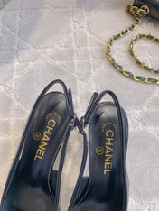 HIGH SLINGBACKS 65 MM IN BLACK PATENT CALFSKIN