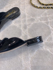 FLAT MULE 2 CM IN BLACK PATENT CALFSKIN