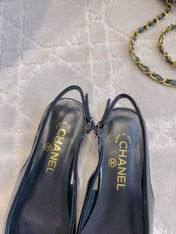 FLAT SLINGBACKS 2 CM IN BLACK PATENT CALFSKIN