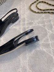 FLAT SLINGBACKS 2 CM IN BLACK PATENT CALFSKIN