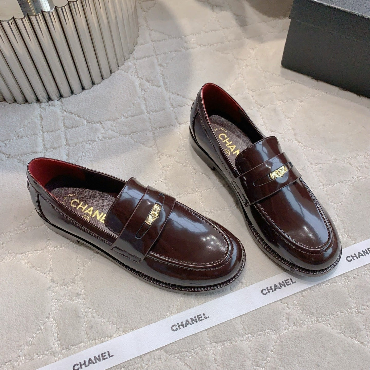 CHANEL 25S MOCCASINS IN ROSEWOOD CALFSKIN GOLD HARDWARE