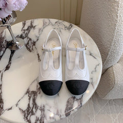 CHANEL 25S MARY JANE IN BLACK AND WHITE CALFSKIN GOLD HARDWARE