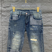 SLIMFIT RETRO-WASHED BLUE STRETCH DENIM JEANS