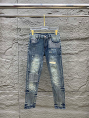 SLIMFIT RETRO-WASHED BLUE STRETCH DENIM JEANS