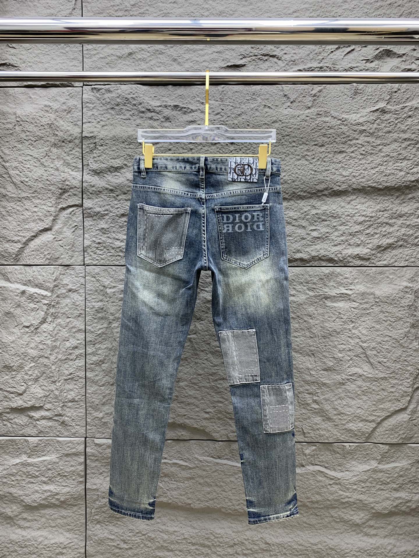 SLIMFIT RETRO-WASHED BLUE STRETCH DENIM JEANS