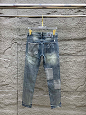 SLIMFIT RETRO-WASHED BLUE STRETCH DENIM JEANS