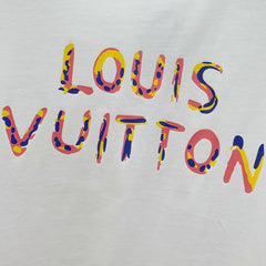 LV T-SHIRT COLORFUL LOGO IN WHITE COTTON 238876