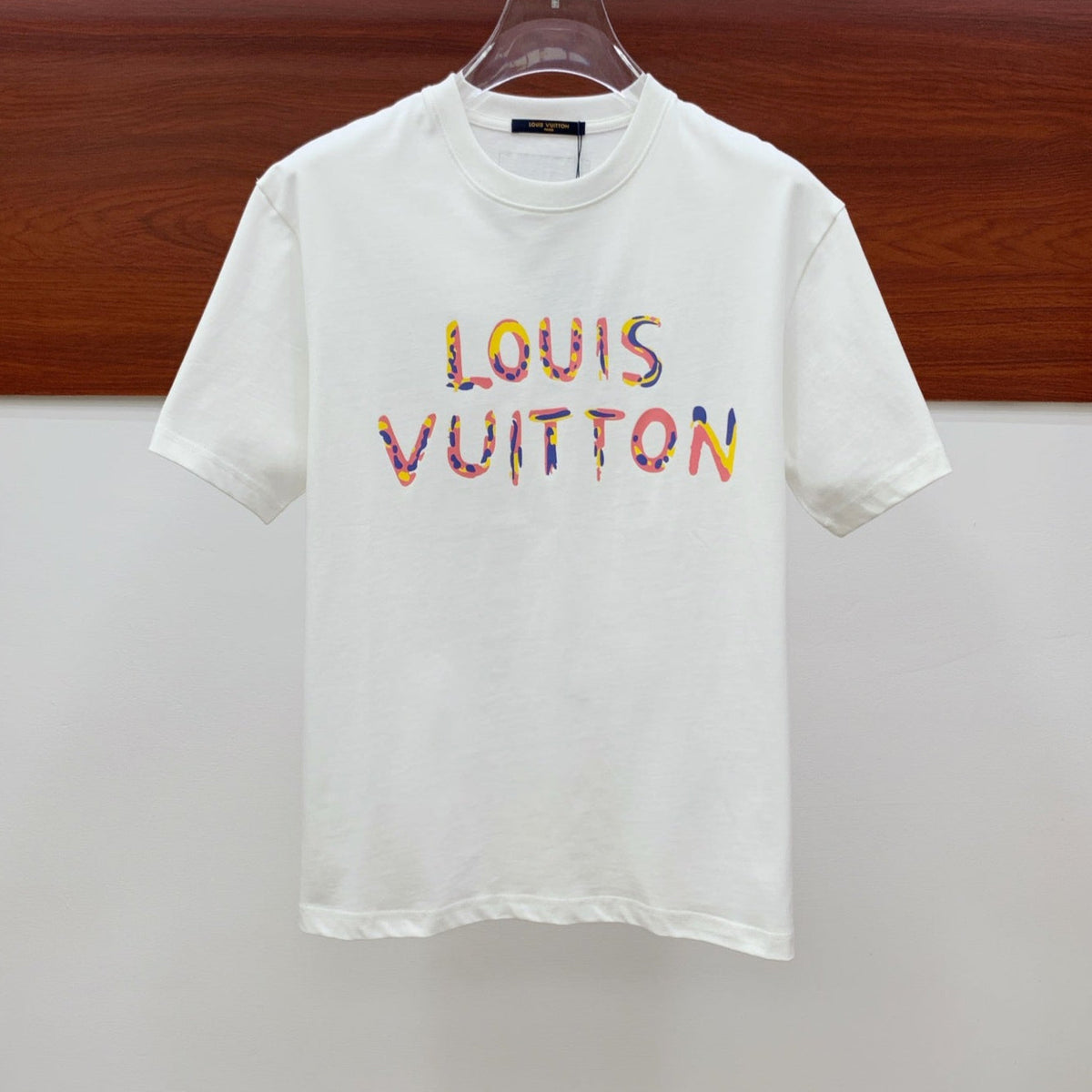 LV T-SHIRT COLORFUL LOGO IN WHITE COTTON 238876