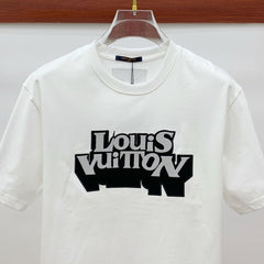 LV T-SHIRT EMBROIDERED LOGO IN WHITE COTTON 238878