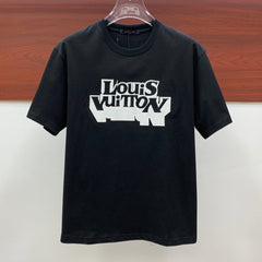LV T-SHIRT EMBROIDERED LOGO IN BLACK COTTON 238879