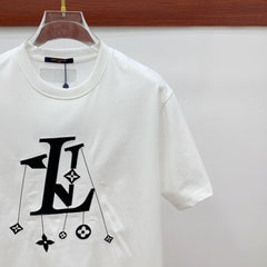 LV T-SHIRT IN WHITE COTTON STYLIZED LOGO 238872
