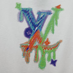 LV T-SHIRT STYLIZED LOGO IN WHITE COTTON 238874