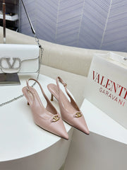 HIGH SLINGBACK 60MM IN BLUSH PINK CALFSKIN