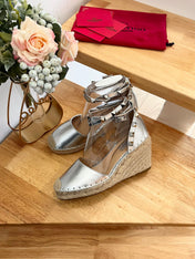 VALENTINO 26S WEDGE SHOES IN SILVER METALLIC CALFSKIN