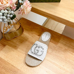 GG  Casual Style Logo Sandals White