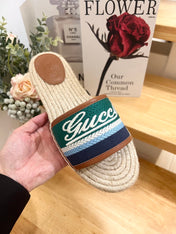 GG SLIDES IN MULTICOLOR RAFFIA