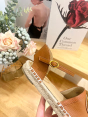 VALENTINO 26S ESPADRILLE SHOES IN BROWN CALFSKIN