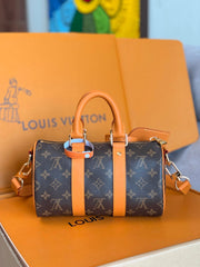 LV 25S KEEPALL CARGO 25 IN BROWN MONOGRAM CANVAS AND CALFSKIN GOLD HARDWARE