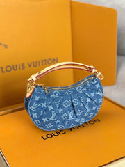 LV 25S POCHETTE VALLEY 21 IN BLUE DENIM MONOGRAM LEATHER TRIM GOLD HARDWARE