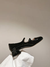 MINI TRES VIVIER STRASS BUCKLE BABIES BALLERINAS IN BLACK PATENT CALFSKIN