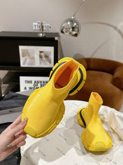 BALENCIAGA 25S SPEED TRAINER SNEAKERS 55 MM IN YELLOW AND BLACK KNIT