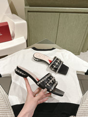 TRUMPET METALLIC MULES IN BLACK PATENT CALFSKIN WITH EMBELLISHED BUCKLE