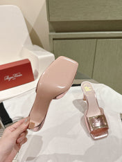 TRUMPET METALLIC MULES IN PINK PATENT CALFSKIN