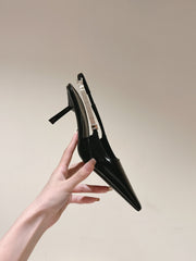 BLAKE SLINGBACK PUMPS 80 IN BLACK LEATHER