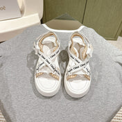 CHLOÉ 26S SANDALS IN WHITE LAMBSKIN AND CANVAS