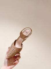 FENDI FIRST HIGH-HEELED SLINGBACK 85 MM IN TUSCAN TAN LAMBSKIN GOLD HARDWARE