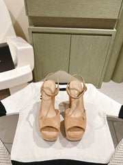 CC HIGH SANDAL PEACH PINK SUEDE CALFSKIN