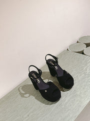 CC HIGH SANDAL BLACK SUEDE CALFSKIN