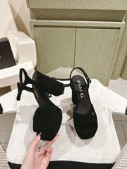 CC HIGH SANDAL BLACK SUEDE CALFSKIN