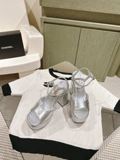 CC HIGH SANDAL SILVER CALFSKIN